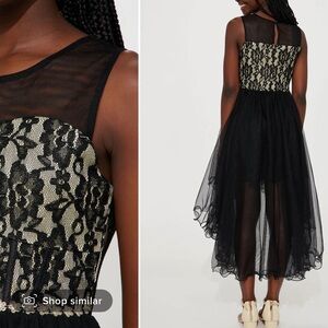 NWT girls gold and black lace dress
